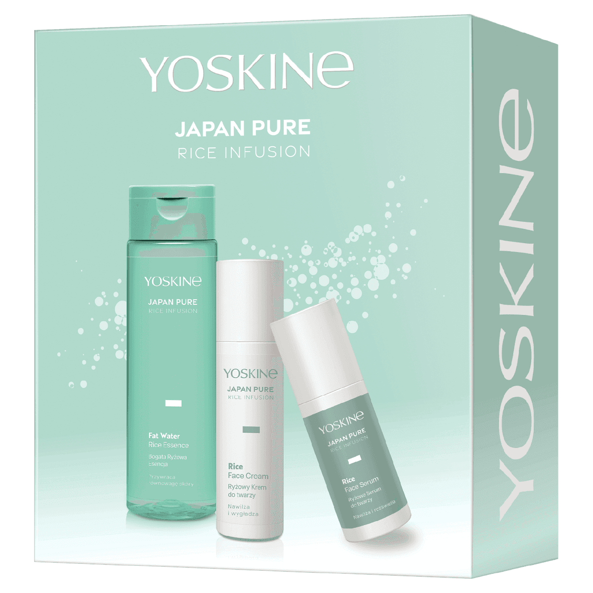 Zestaw Yoskine Japan Pure Rice Infusion Ryżowy krem do twarzy + bogata esencja do twarzy + ryżowe serum do twarzy