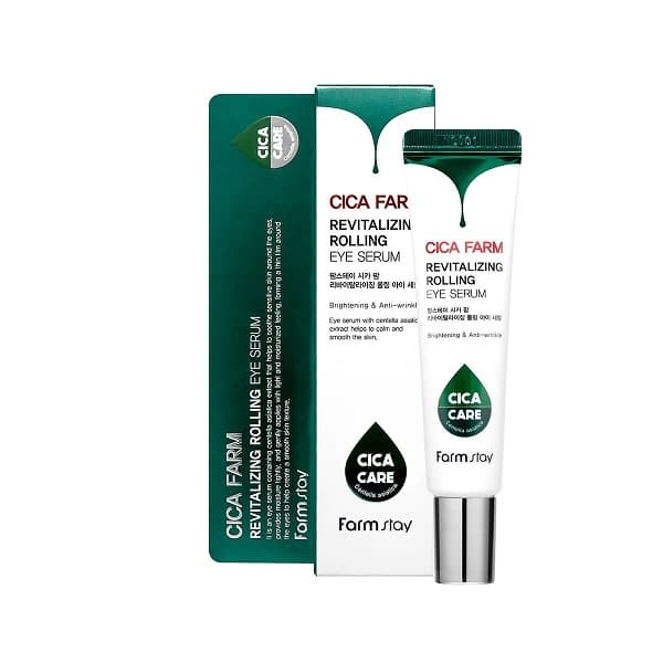 FARMSTAY CICA Serum pod oczy z wąkrotką azjatycką, Koreański roller rewitalizujący