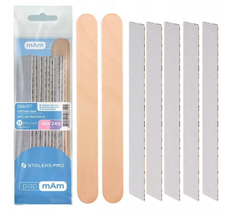 Wymienne pilniki papmAm na bazie miękkiej 180 grit (), 240grit () i bazy drewniane () SMART 20