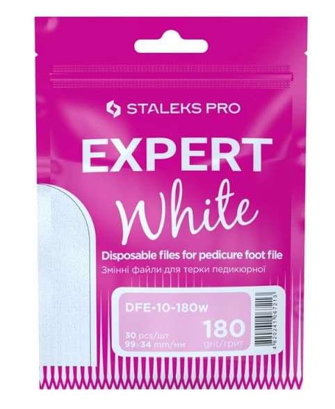 Wymienne pilniki białe do tarki do pedicure EXPERT 10 grit 180