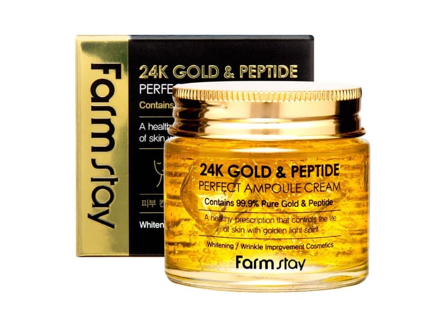 Farmstay 24K Gold & Peptide Perfect Ampoule Cream, Ampułka do twarzy z 24-karatowym złotem i peptydami