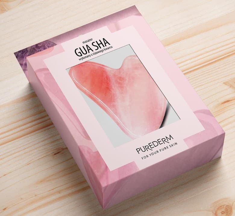 PUREDERM Masażer Gua Sha Różowy Kwarc