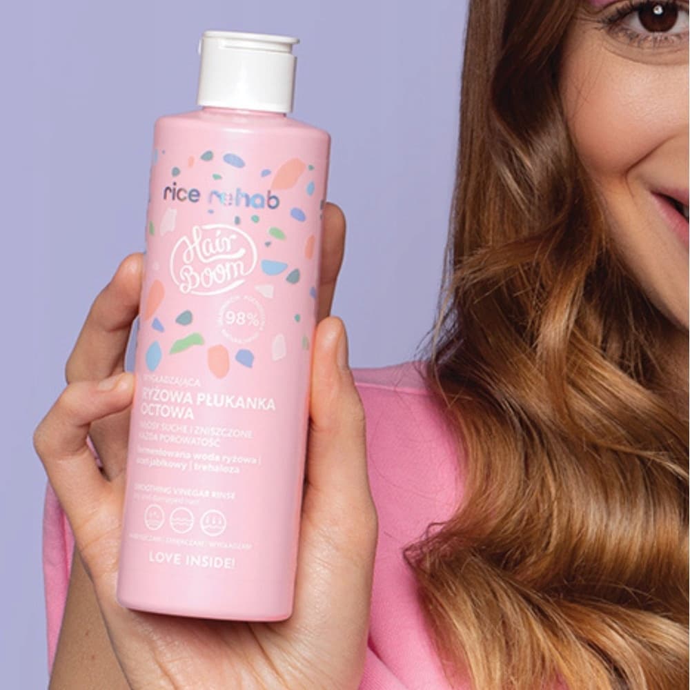HairBoom Ryżowa Płukanka Octowa Do Włosów Wygładzająca Włosy Suche