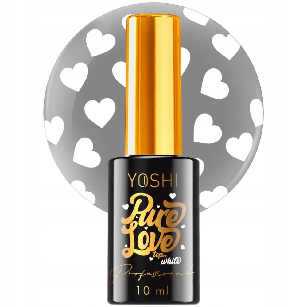 Pure Love Top Do Paznokci z Drobinkami Bezbarwny Białe Serca