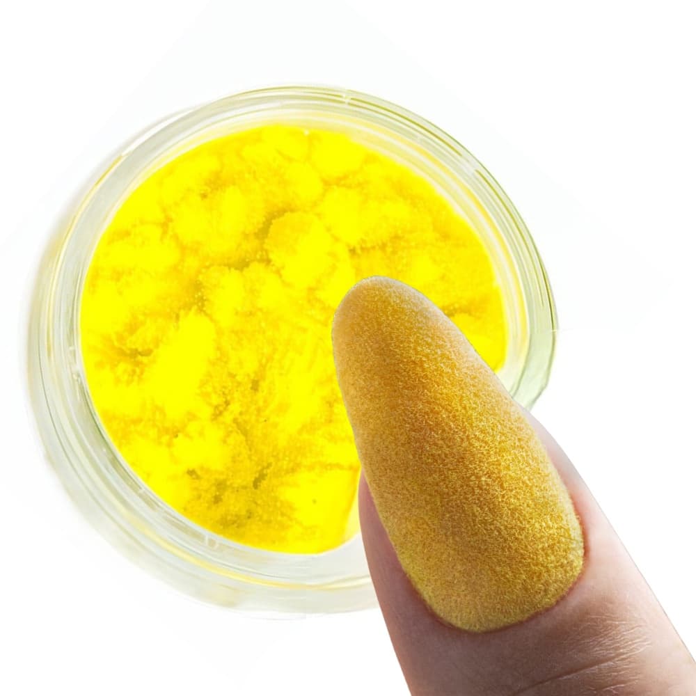 Flocked Effect Aksamit Zamszowy Pyłek Do Paznokci Manicure Zdobień Żółty
