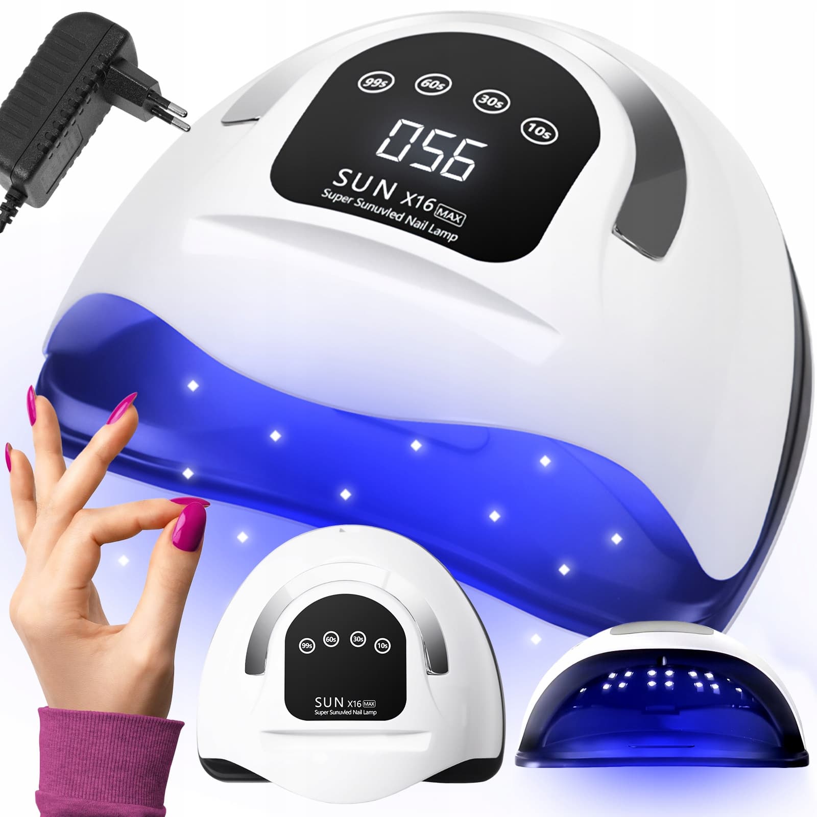Lampa Do Paznokci Mocna Manicure Hybryd Żeli EV16 MAX Timer UV LED 320W