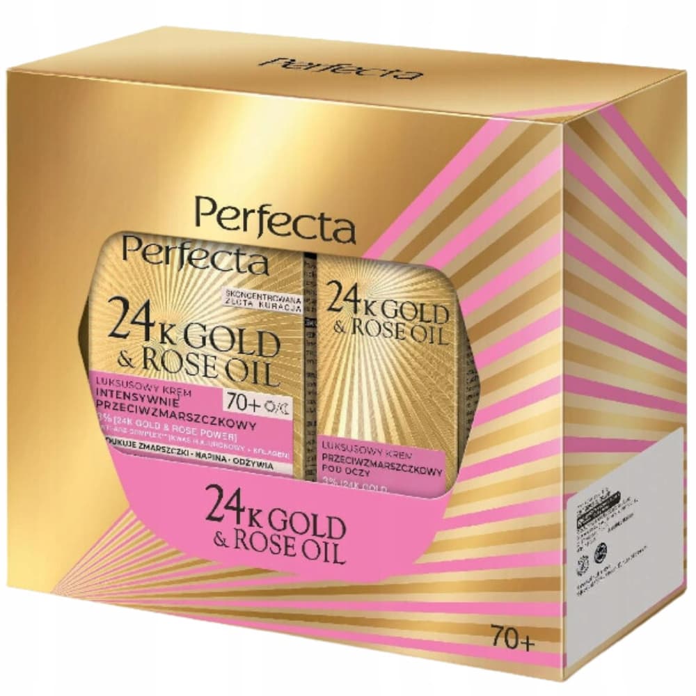 24k Gold Rose Oil Zestaw Kosmetyków Krem Do Twarzy i Pod Oczy 70+