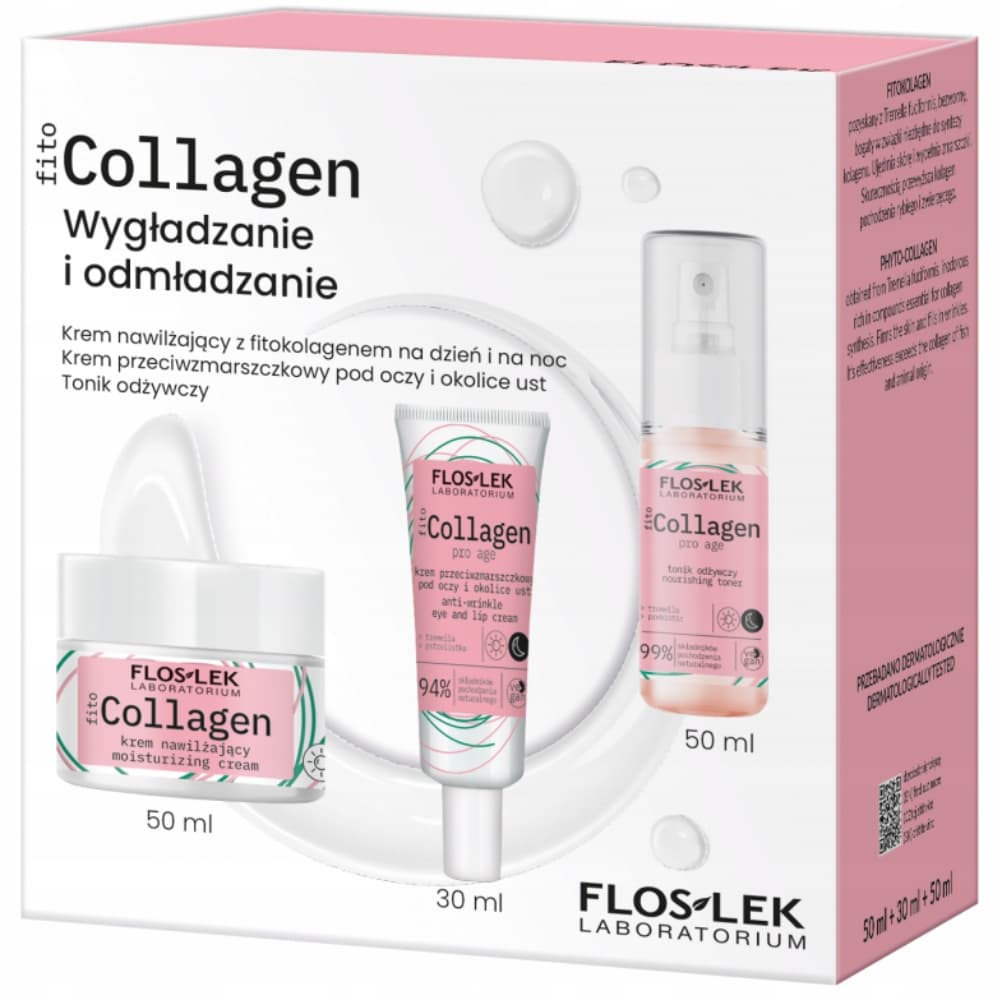 Floslek fitoCOLLAGEN Zestaw Prezentowy 3 Kosmetyków Krem Do Twarzy Pod Oczy