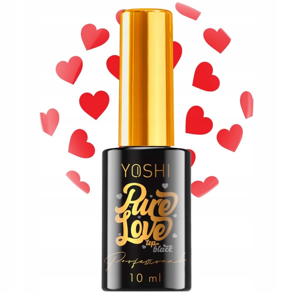 Pure Love Top Do Paznokci z Drobinkami Bezbarwny Czerwone Serca