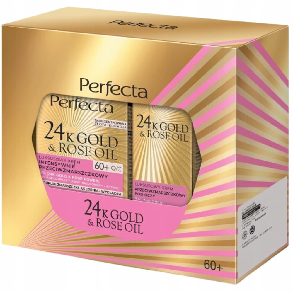 24k Gold Rose Oil Zestaw Kosmetyków Krem Do Twarzy i Pod Oczy 60+