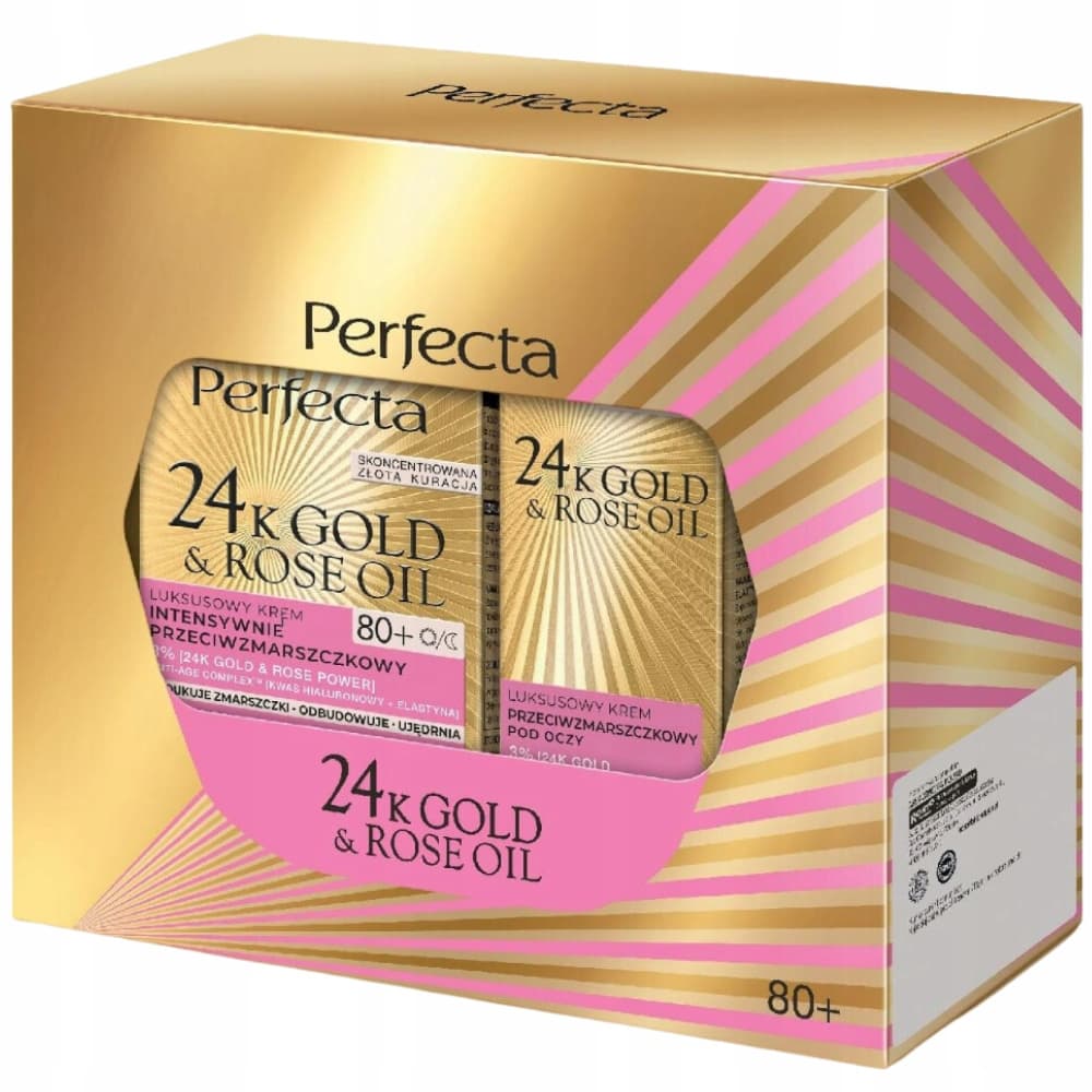 24k Gold Rose Oil Zestaw Kosmetyków Krem Do Twarzy i Pod Oczy 80+