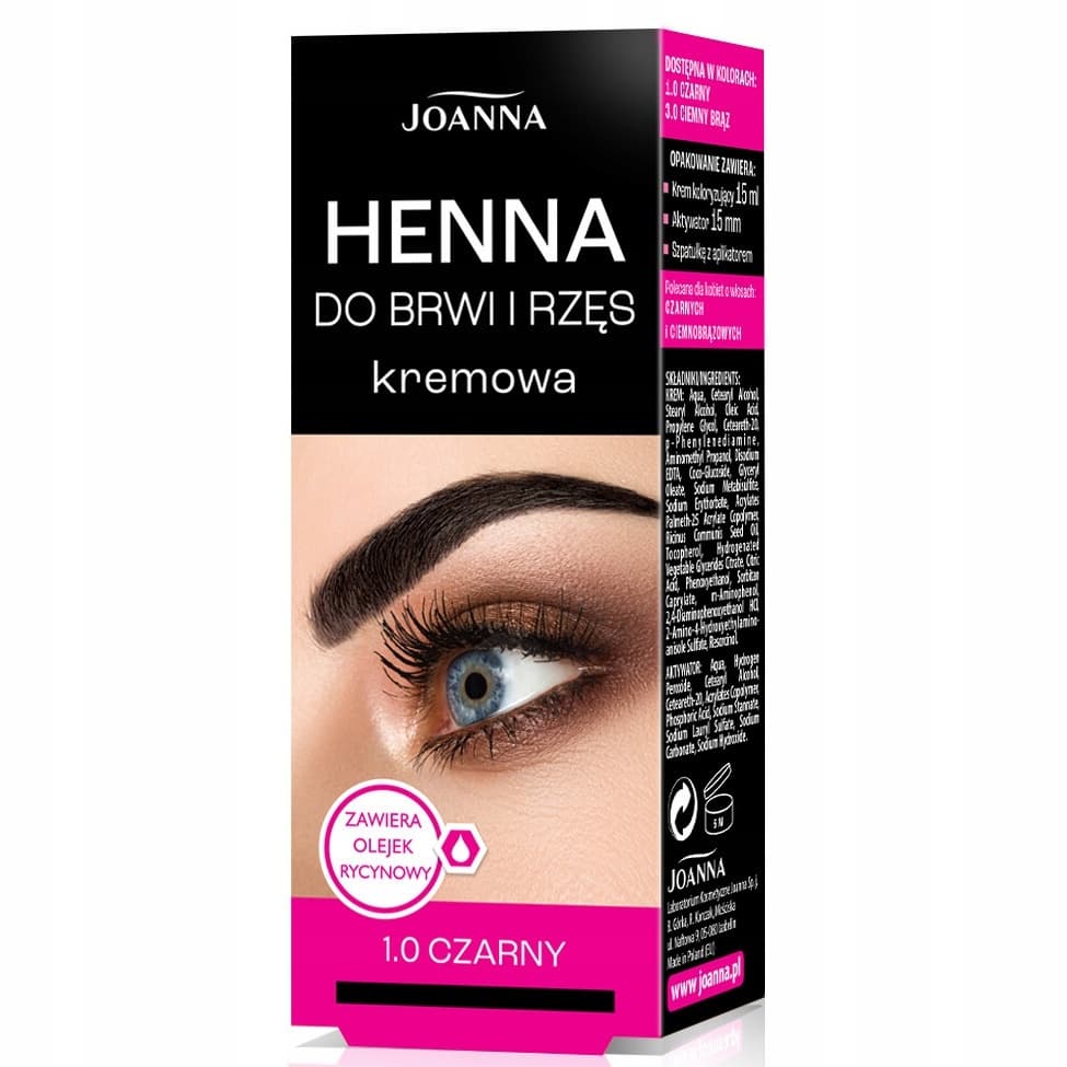 Henna Do Brwi i Rzęs Kremowa z Olejkiem Rycynowym 1.0 Czarna