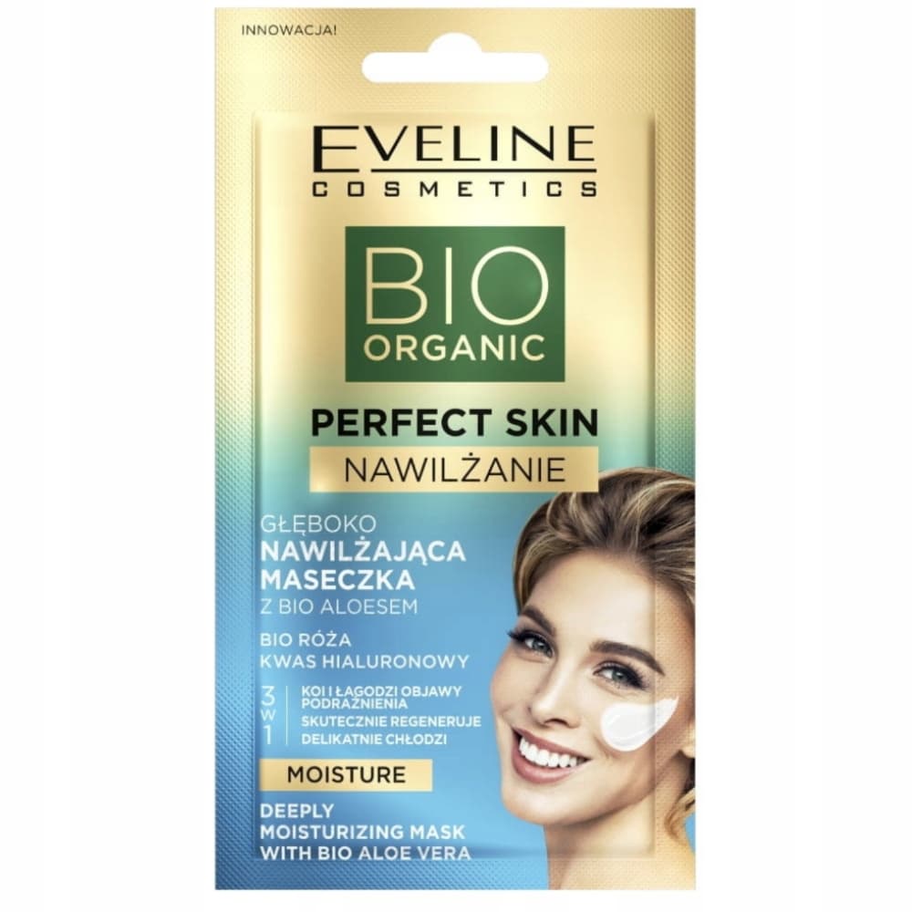 Eveline Perfect Skin BIO Maseczka Maska Głęboko Nawilżająca z Aloesem 3w1