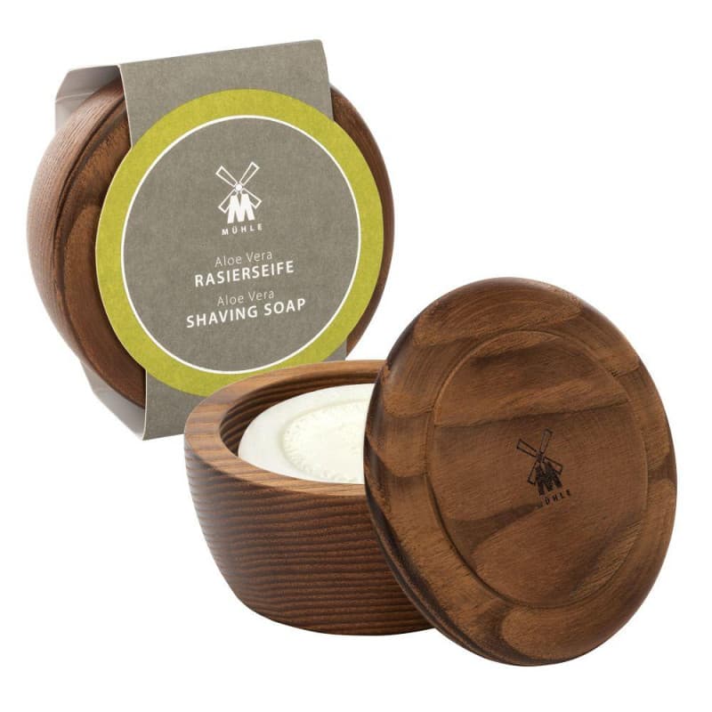 Aloe Vera Wooden Bowl with Shaving Soap
