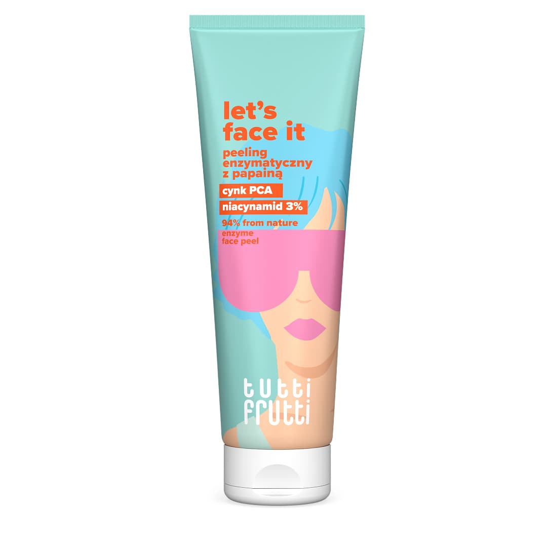 Tutti Frutti Let's Face It Peeling enzymatyczny do twarzy z papainą i niacynamidem 3% + Detox Shot Mg