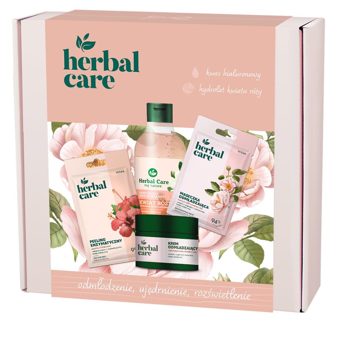 Zestaw Herbal Care dzika roża pielęgnacja twarzy 4 elementy (krem do twarzy+płyn micelarny+maseczka+peeling)