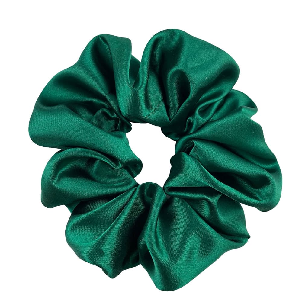 Scrunchie satynowa - ciemna zieleń błysk