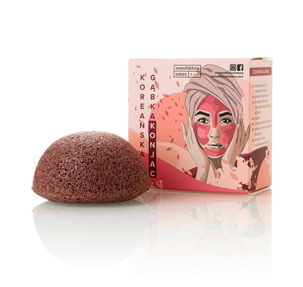 Gąbka Konjac z Glinką Czerwoną