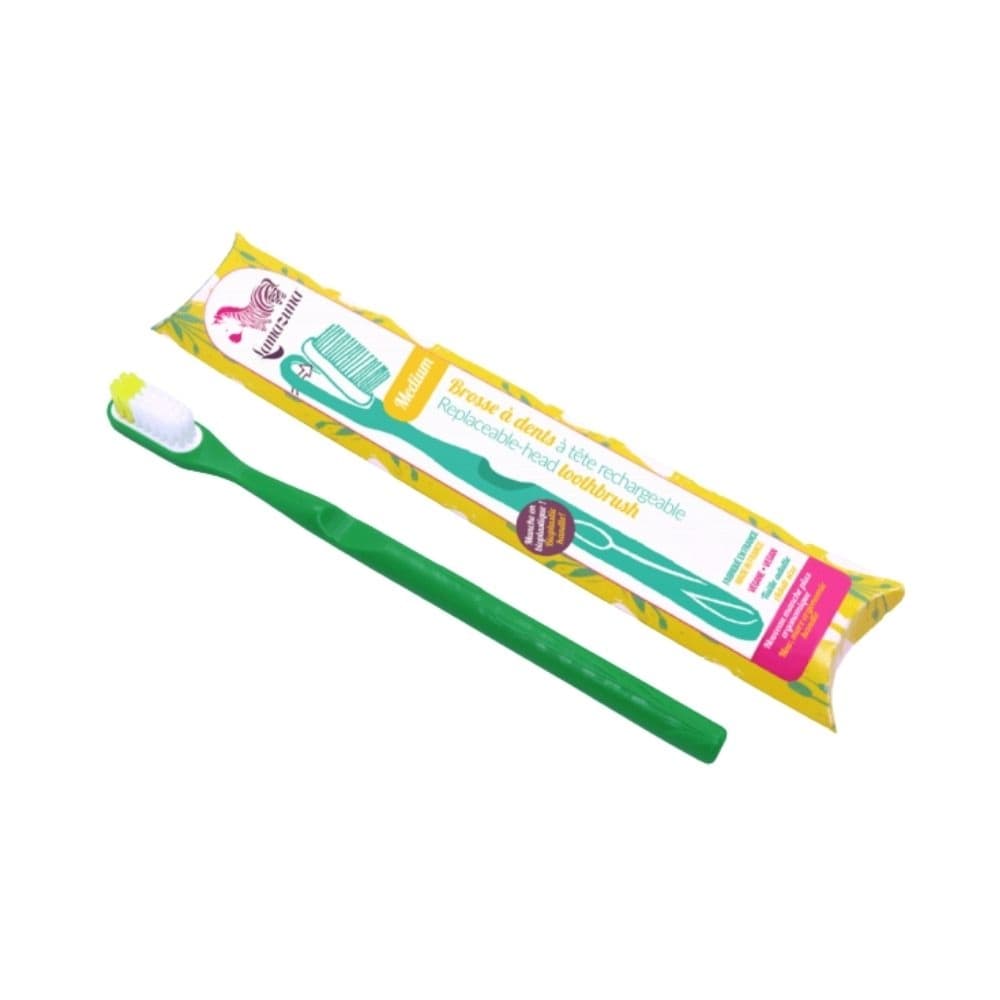 Szczoteczka do zębów z bioplastiku - Green (włosie średnie)