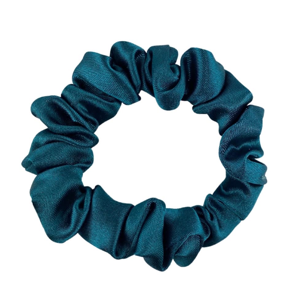 Mini scrunchie satynowa - ciemny turkus