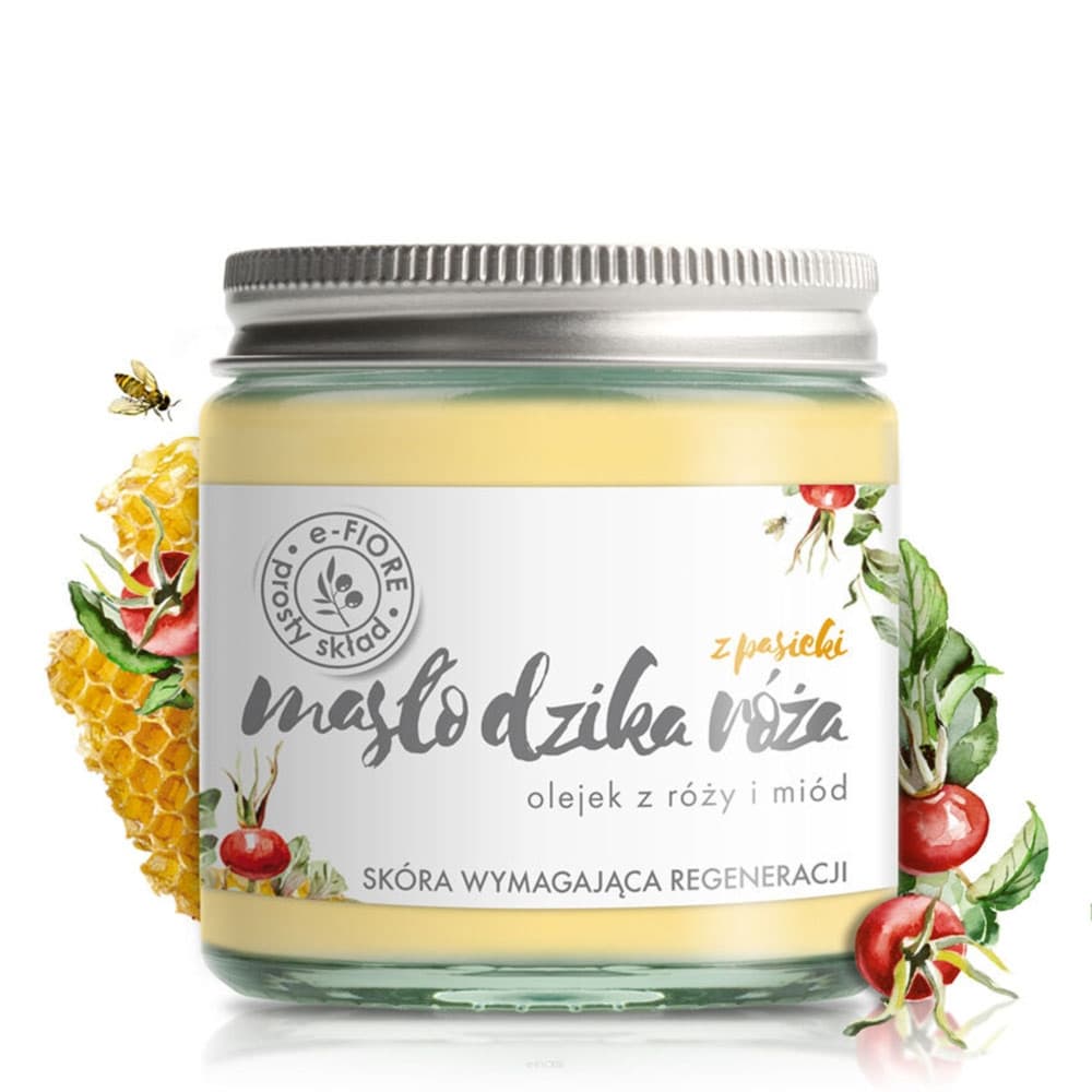 Masło z pasieki z masłem shea, miodem i olejkiem z dzikiej róży