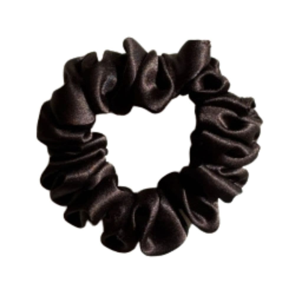 Scrunchie jedwabna mini - Dark chocolate