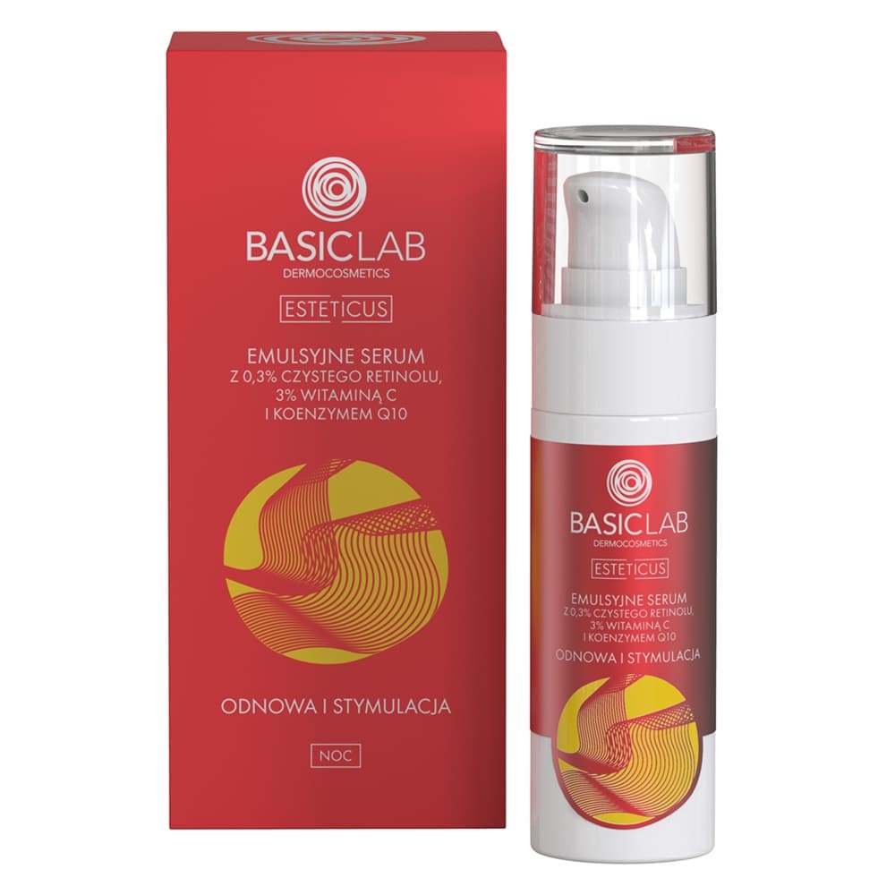 Emulsyjne serum z 0,3% czystego retinolu, 3% witaminą C i koenzymem Q10 Odnowa i Stymulacja
