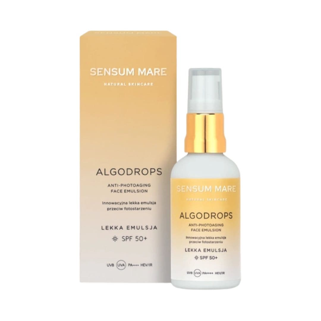ALGODROPS Innowacyjne krople ochronne przeciw fotostarzeniu SPF 50 UVB UVA PA++++ HEV/IR