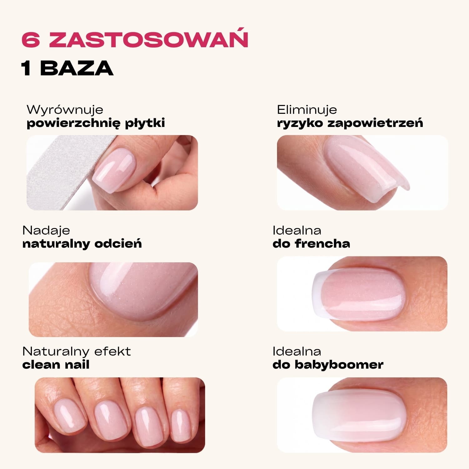 Gelstudio Rubber Base Coat Baza hybrydowa do paznokci, Shimmering Blush