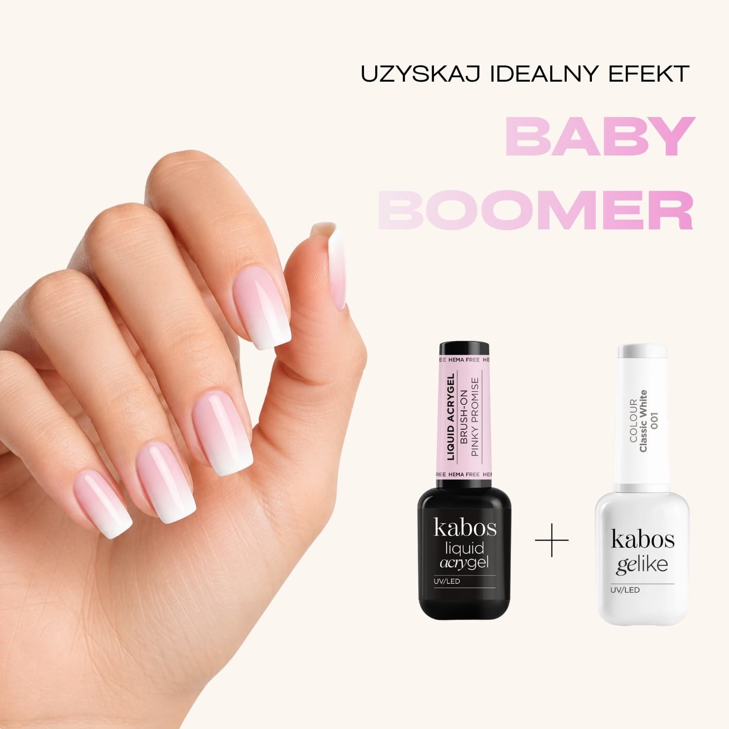Płynny akrylożel Kabos Liquid Acrygel Brush-On UV/LED Pinky Promise