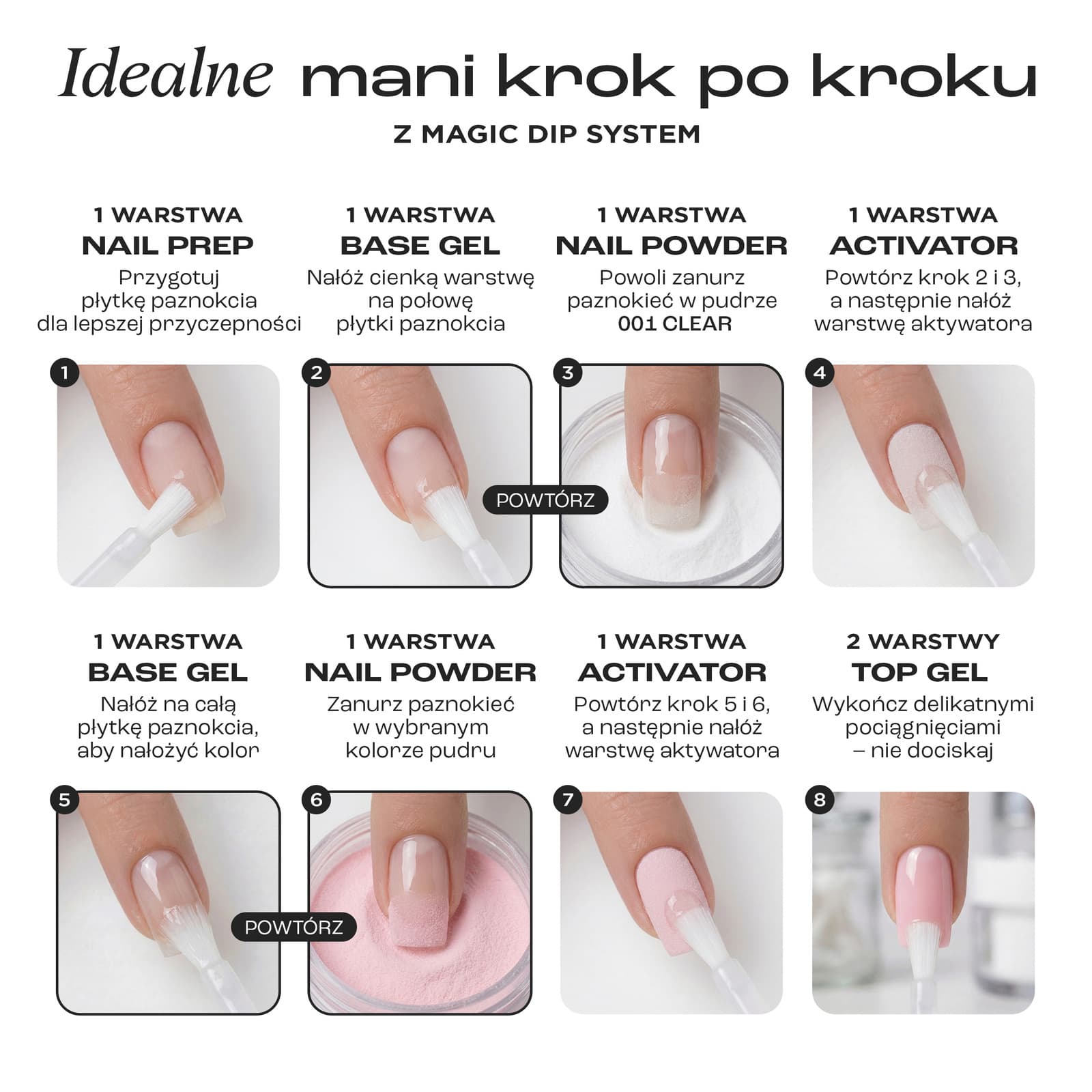 Kolekcja pudrów do manicure tytanowego Kabos MDS - Różowe
