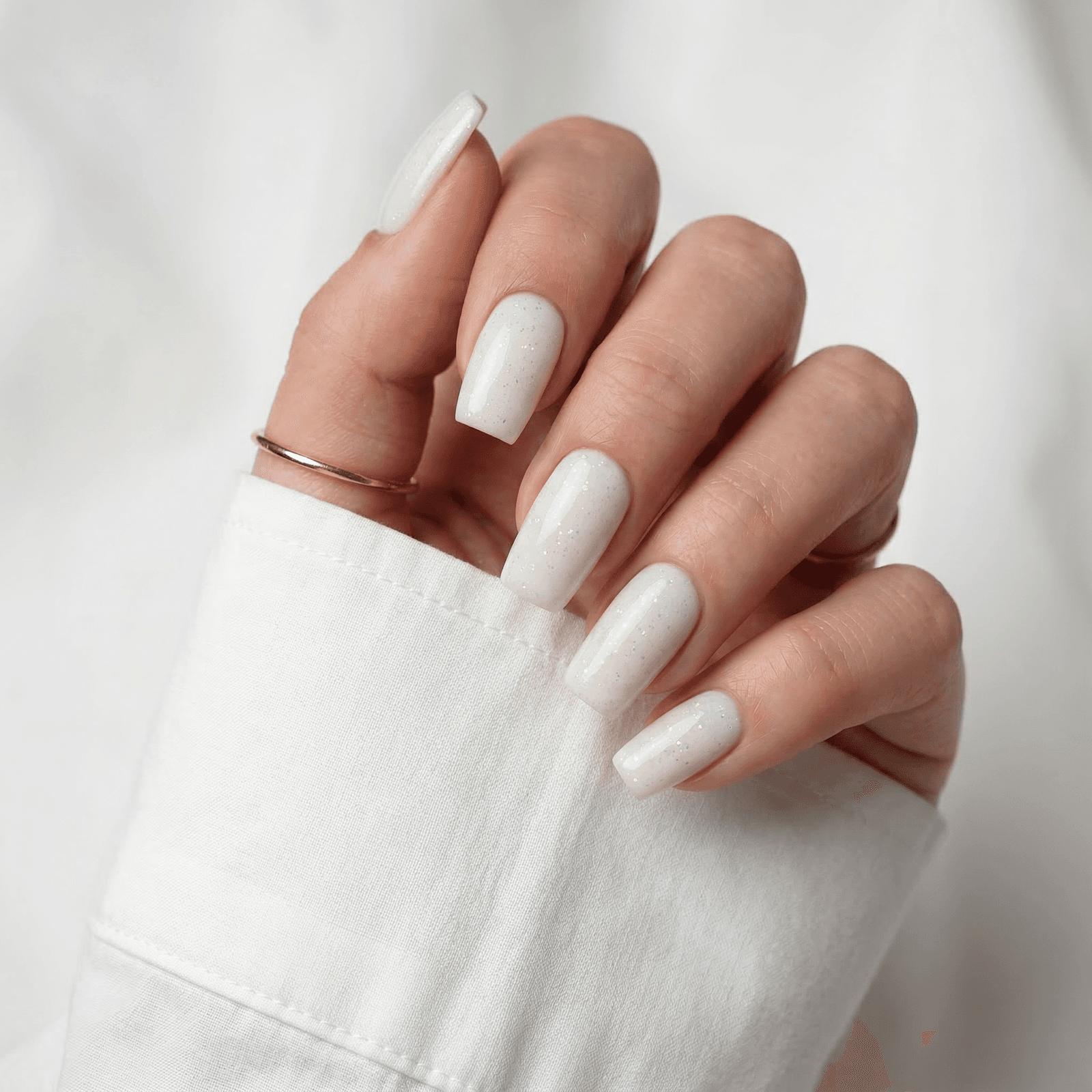 Puder do manicure tytanowego Kabos MDS 004 White Glitter French