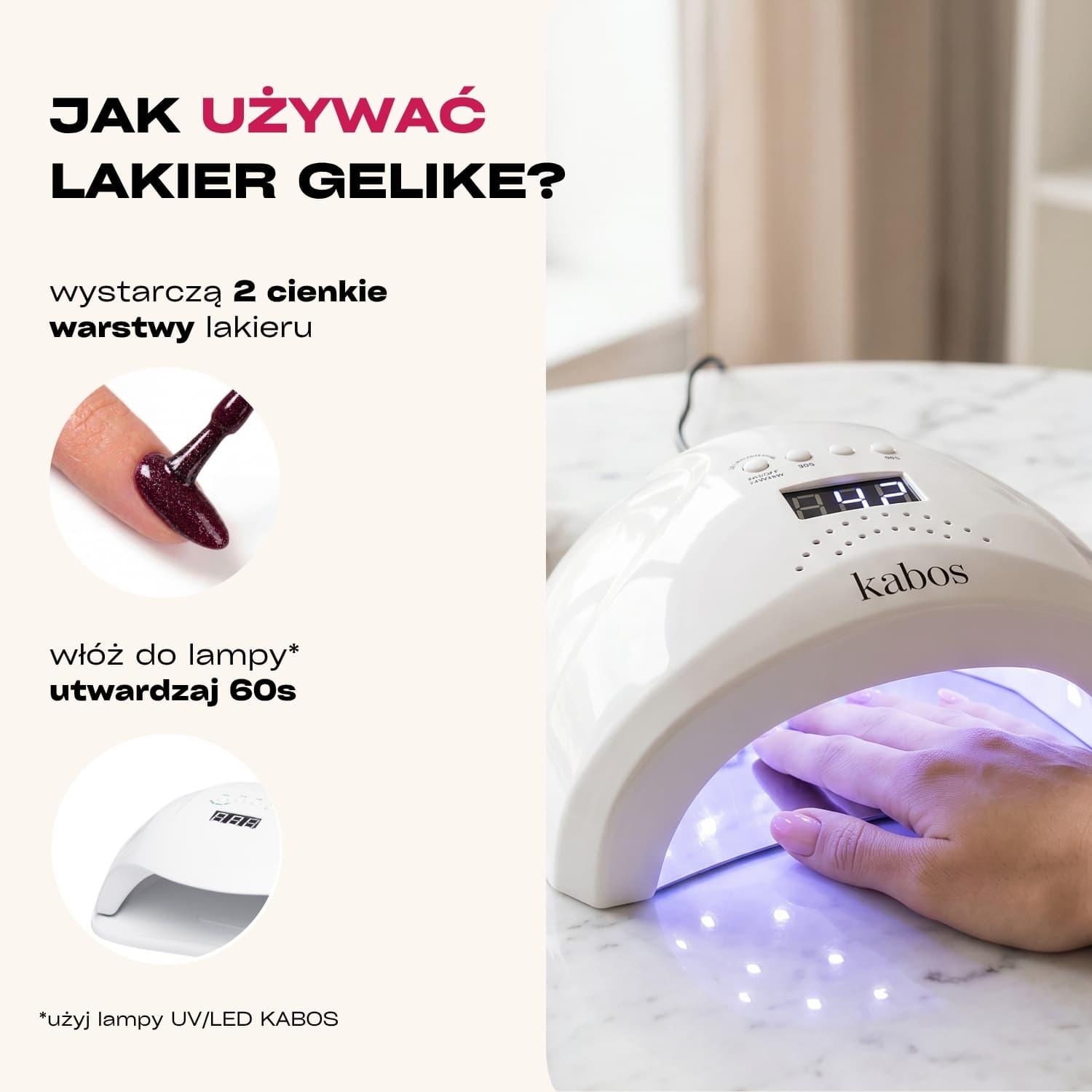 Lakier hybrydowy Kabos Gelike 031 Enchanted Plum z brokatem