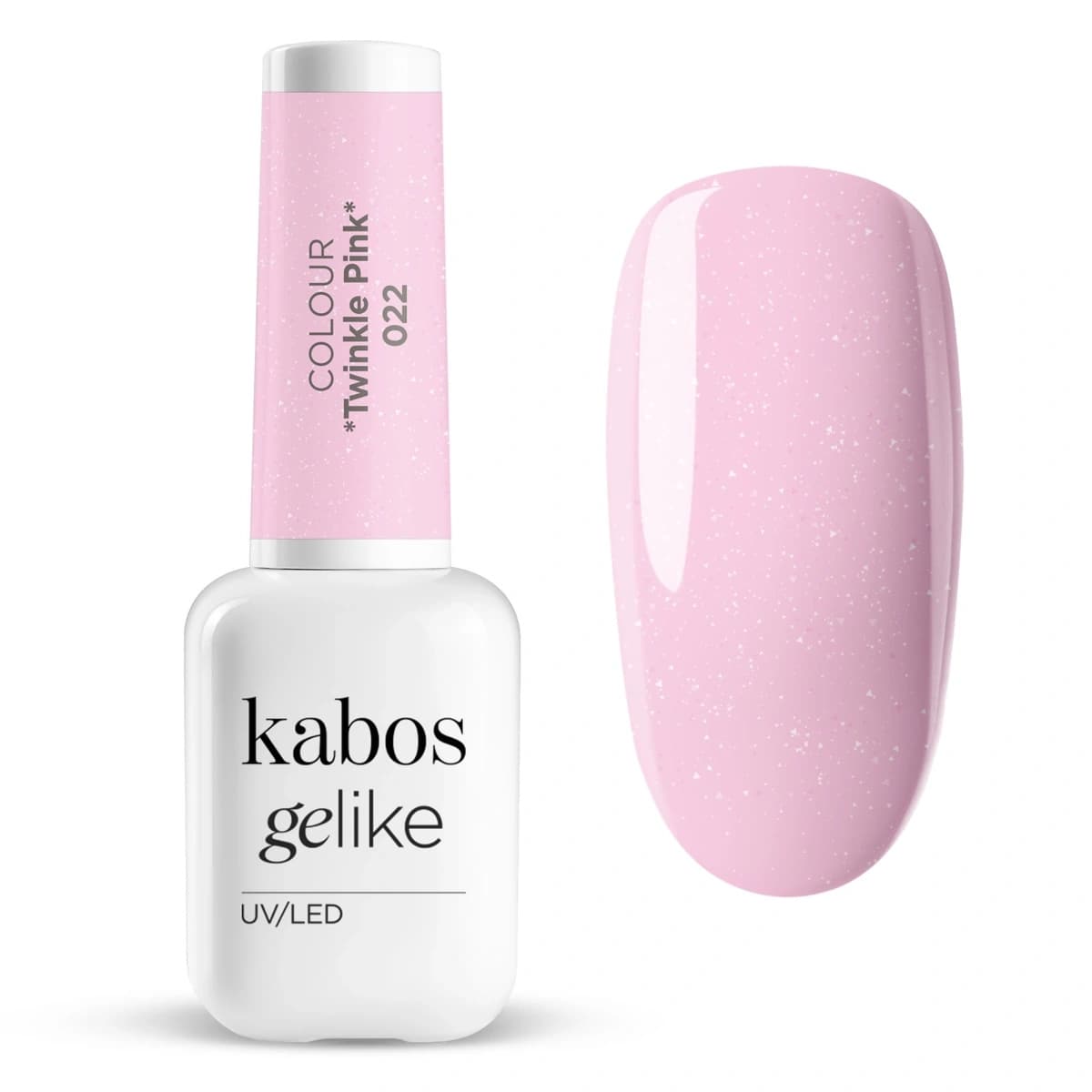 Lakier hybrydowy Kabos Gelike 022 Twinkle Pink z brokatem