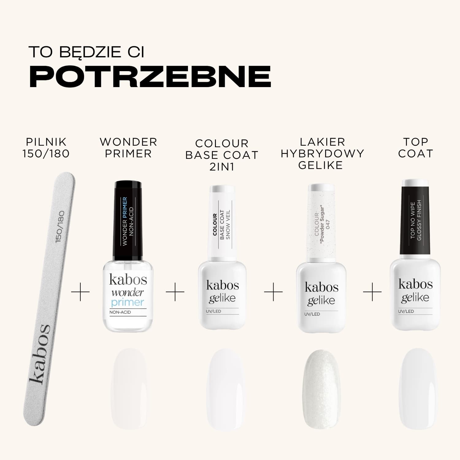 Lakier hybrydowy Kabos Gelike 047 Powder Sugar z brokatem