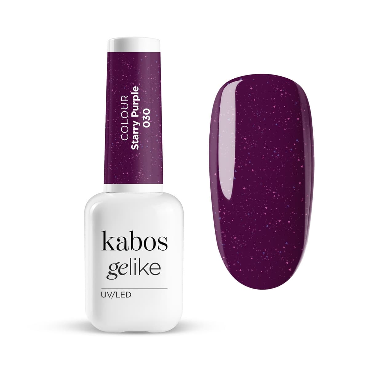 Lakier hybrydowy Kabos Gelike 030 Starry Purple z brokatem