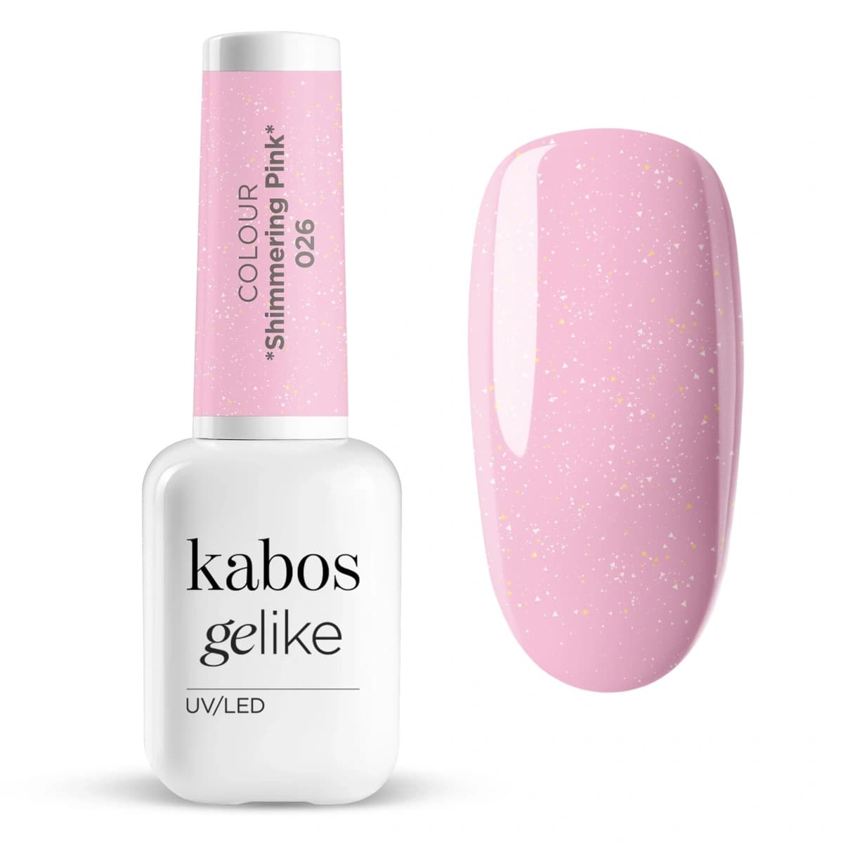 Lakier hybrydowy Kabos Gelike 026 Shimmering Pink z brokatem