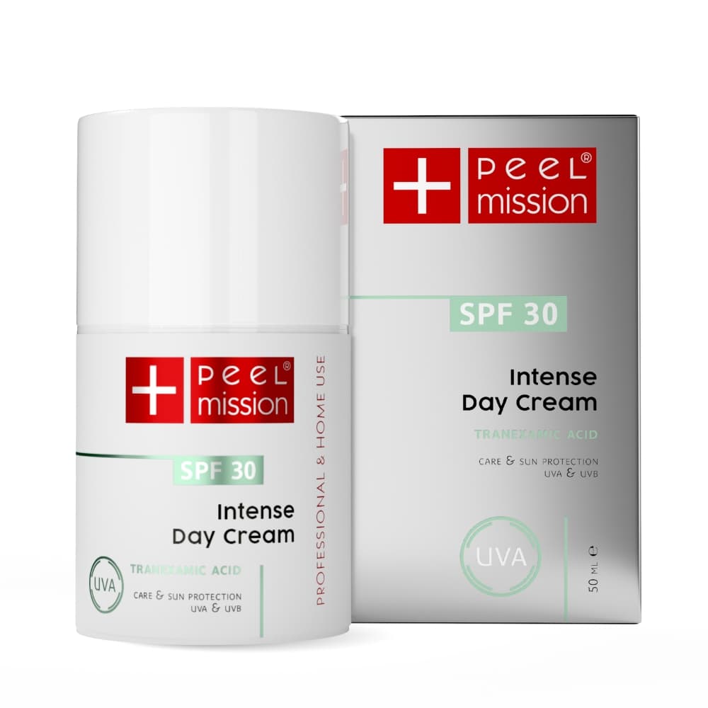 Krem na dzień z kwasem traneksamowym - przebarwienia i rumień - filtry SPF 30 - Peel Mission - Intense - Day Cream SPF30 Tranexamic Acid -