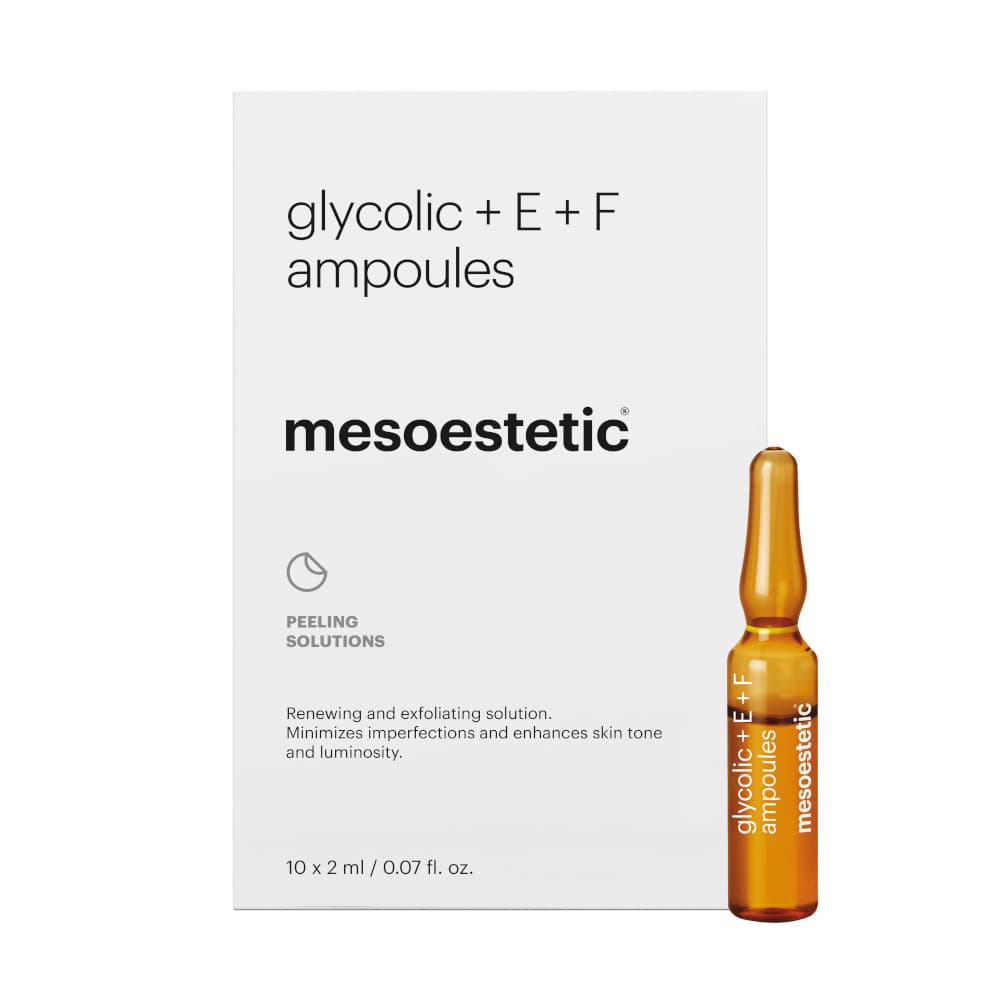 Ampułki z kwasem glikolowym i witaminami E i F Mesoestetic Glycolic + E + F Ampoules (10 x)