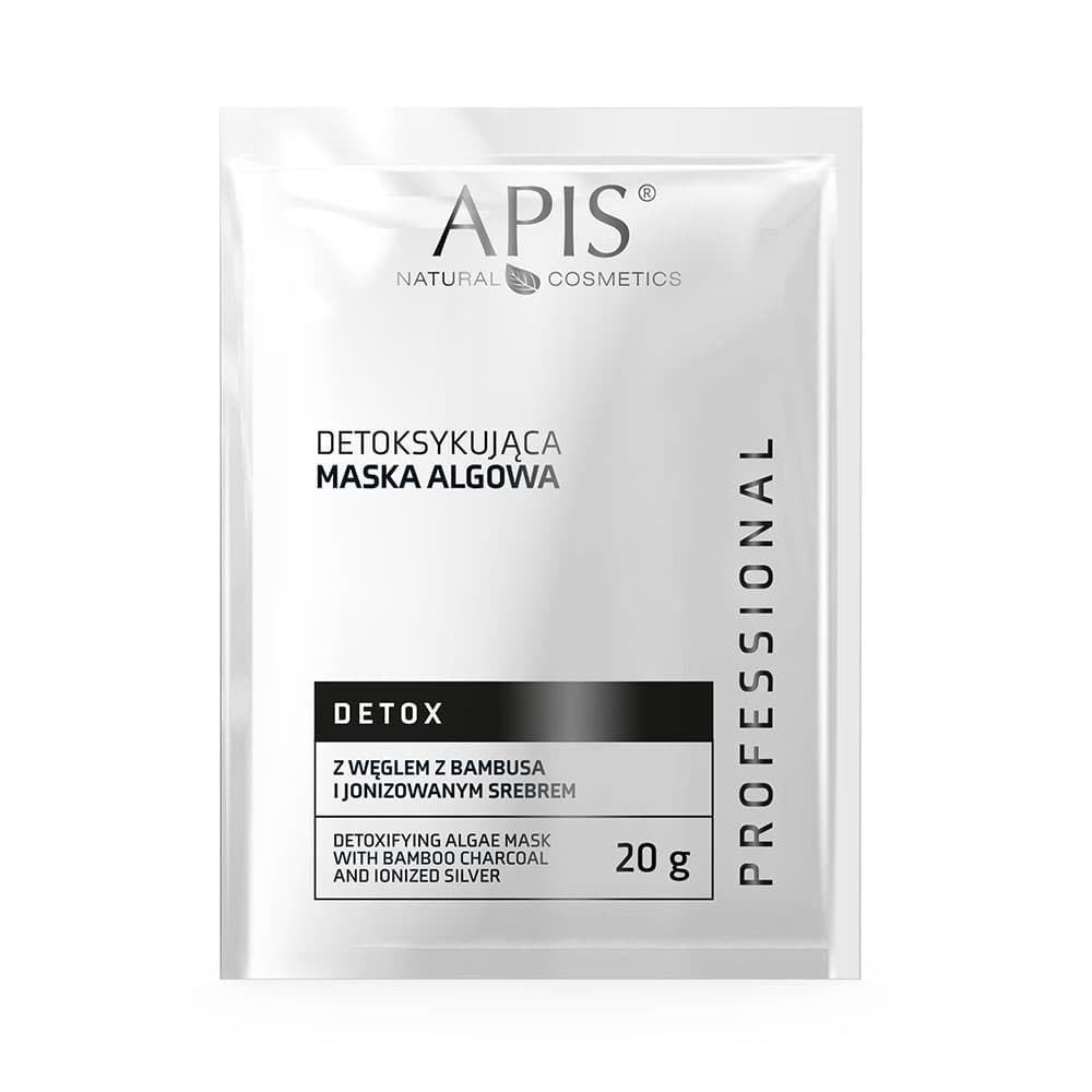 Detoksykująca maska algowa z węglem z bambusa i jonizowanym srebrem Apis Professional Detox SASZETKA