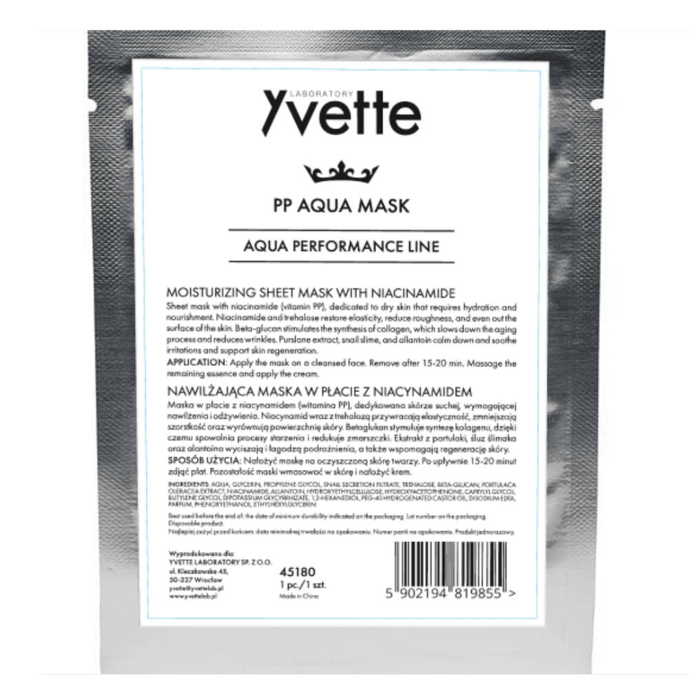 Nawilżająca maska w płacie z niacynamidem - Yvette PP Aqua Mask -