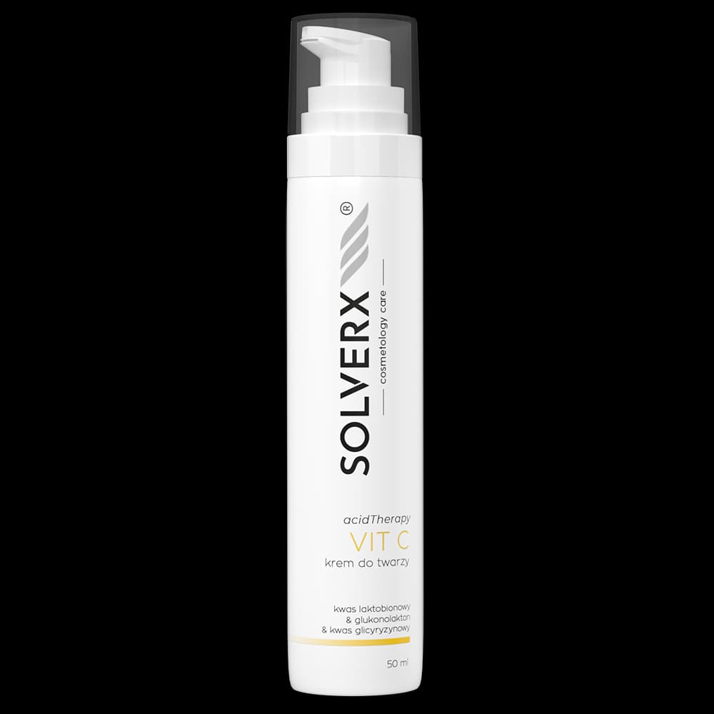 Krem do twarzy z kwasami - SOLVERX Acid Therapy - VIT C - skóra wrażliwa i matowa -