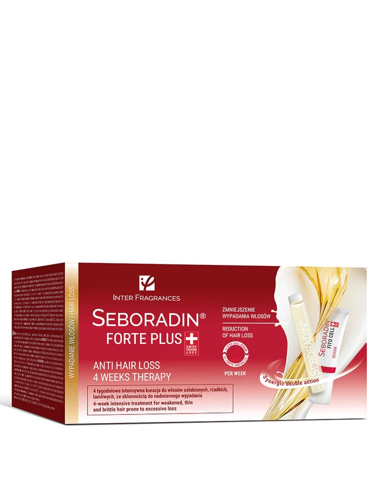 Ampułki przeciw wypadaniu włosów Seboradin Forte Plus. + serum