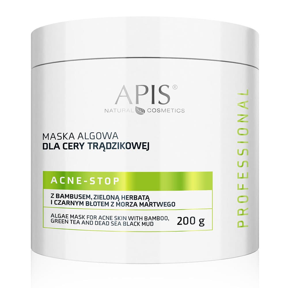 Maska algowa dla cery trądzikowej z bambusem, zieloną herbatą, czarnym błotem z Morza Martwego Apis Acne-Stop