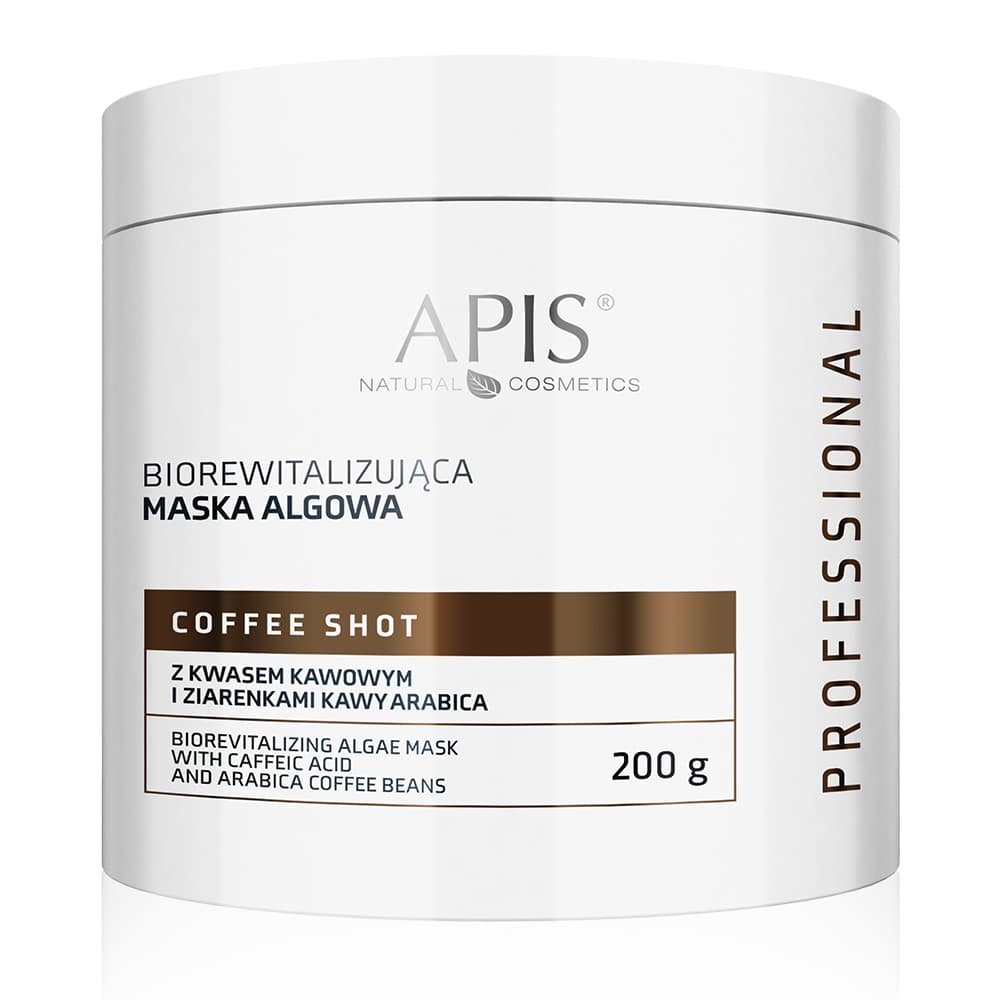 Biorewitalizująca maska algowa z kwasem kawowym i ziarenkami kawy Arabica - Apis Coffee Shot -