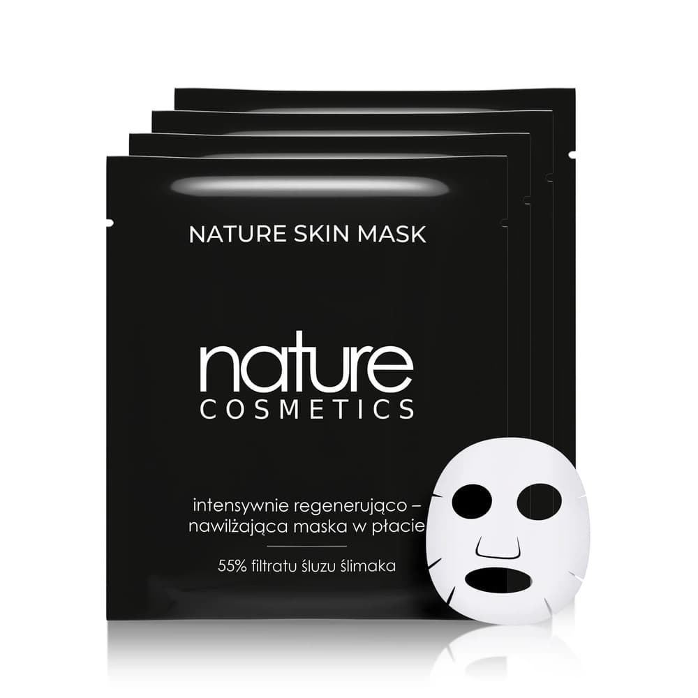 Zestaw 4 masek w płacie ze śluzem ślimaka - Nature Cosmetics - Nature Skin Mask -