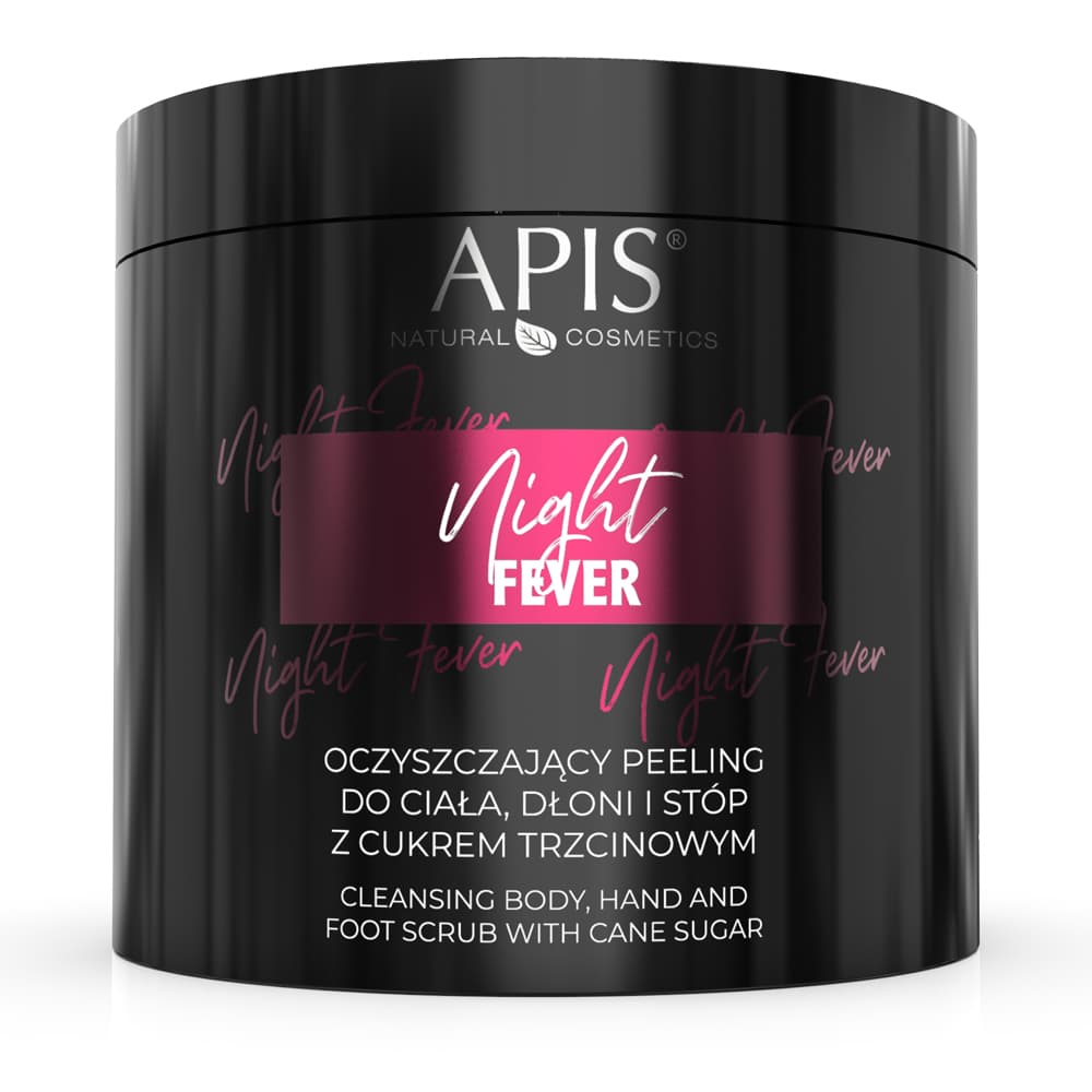 Oczyszczający peeling do ciała, dłoni i stóp z cukrem trzcinowym Apis Night Fever