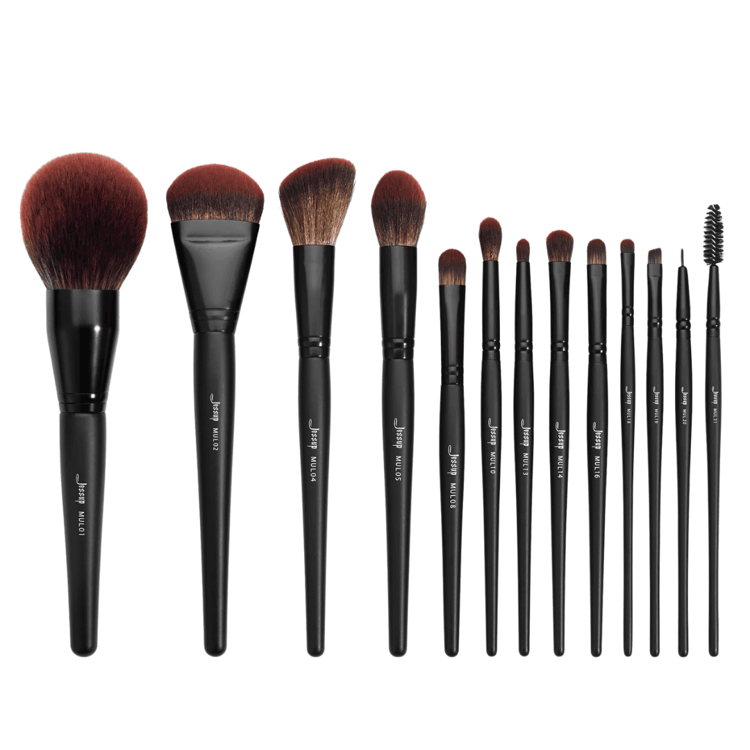 Black Essential Collection,. - zestaw pędzli do makijażu twarzy i oczu czarny
