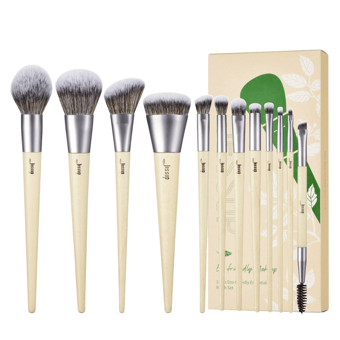 Eco-friendly Essential Brush Set,. - zestaw pędzli do makijażu twarzy i oczu ekologiczny