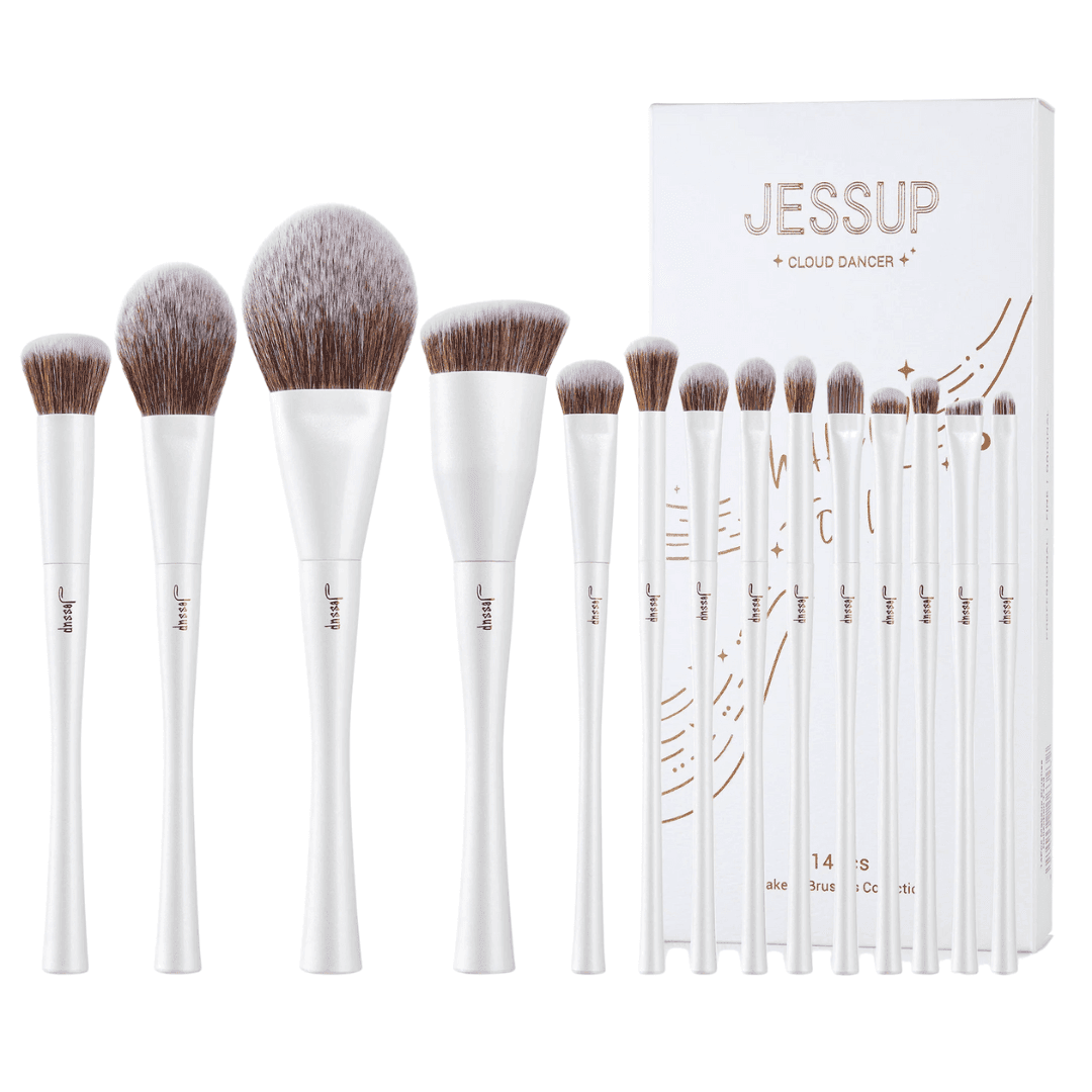 Makeup Brushes Collection,. - zestaw pędzli do makijażu twarzy i oczu jasnoszarych